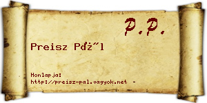 Preisz Pál névjegykártya